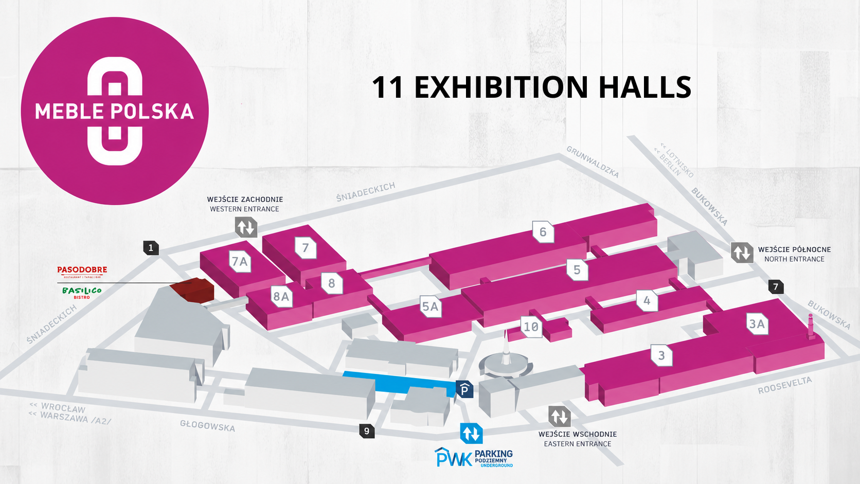 Map of the Poznań fairgrounds for MEBLE POLSKA visitors